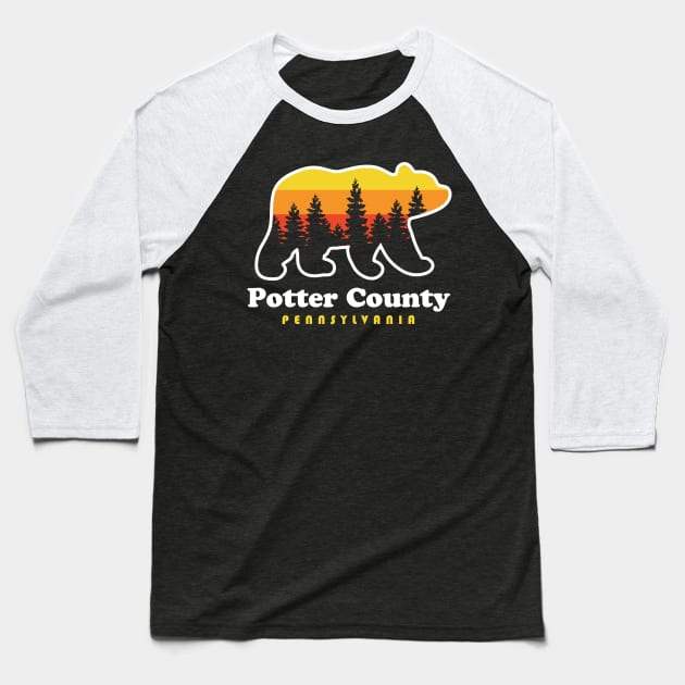 Potter County Pennsylvania Bear Hunting Camping Baseball T-Shirt by PodDesignShop